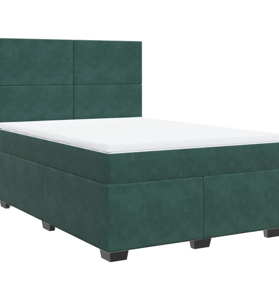Boxspringbett mit Matratze Dunkelgrün 160x200 cm Samt