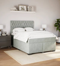 Boxspringbett mit Matratze Hellgrau 160x200 cm Samt
