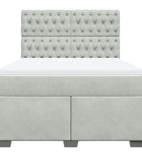 Boxspringbett mit Matratze Hellgrau 160x200 cm Samt