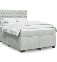 Boxspringbett mit Matratze Hellgrau 160x200 cm Samt