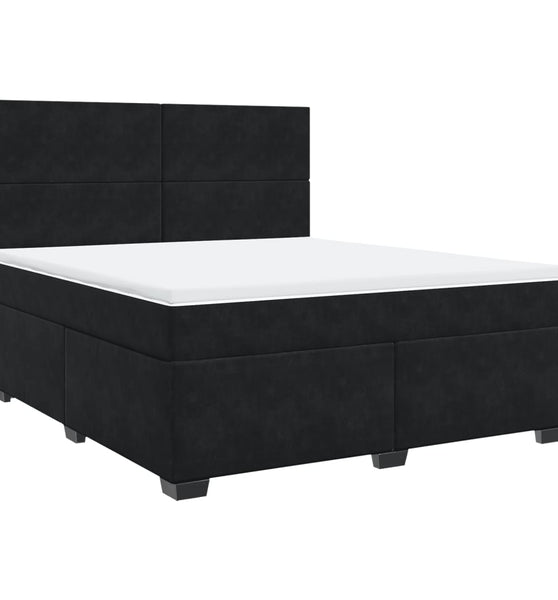Boxspringbett mit Matratze Schwarz 180x200 cm Samt