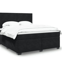 Boxspringbett mit Matratze Schwarz 180x200 cm Samt