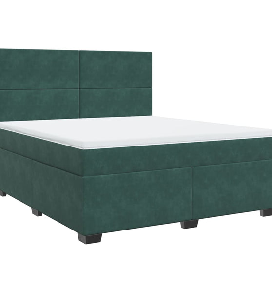 Boxspringbett mit Matratze Dunkelgrün 180x200 cm Samt