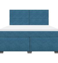 Boxspringbett mit Matratze Blau 180x200 cm Samt