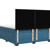 Boxspringbett mit Matratze Blau 180x200 cm Samt