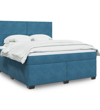 Boxspringbett mit Matratze Blau 180x200 cm Samt