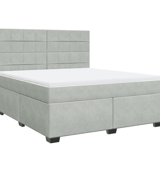 Boxspringbett mit Matratze Hellgrau 180x200 cm Samt