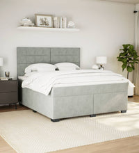 Boxspringbett mit Matratze Hellgrau 180x200 cm Samt