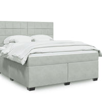 Boxspringbett mit Matratze Hellgrau 180x200 cm Samt
