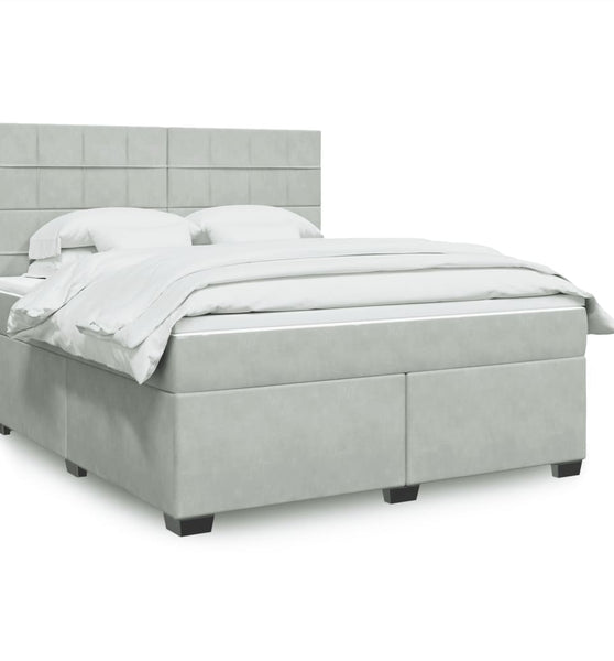 Boxspringbett mit Matratze Hellgrau 180x200 cm Samt