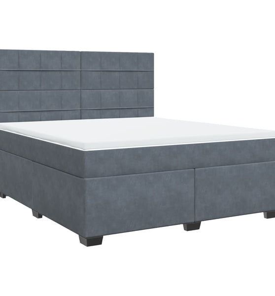 Boxspringbett mit Matratze Dunkelgrau 180x200 cm Samt