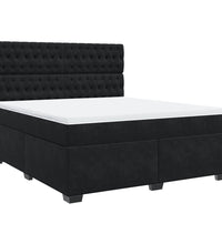 Boxspringbett mit Matratze Schwarz 180x200 cm Samt