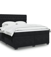 Boxspringbett mit Matratze Schwarz 180x200 cm Samt