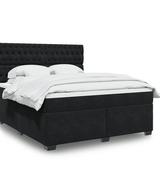 Boxspringbett mit Matratze Schwarz 180x200 cm Samt