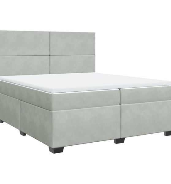 Boxspringbett mit Matratze Hellgrau 200x200 cm Samt