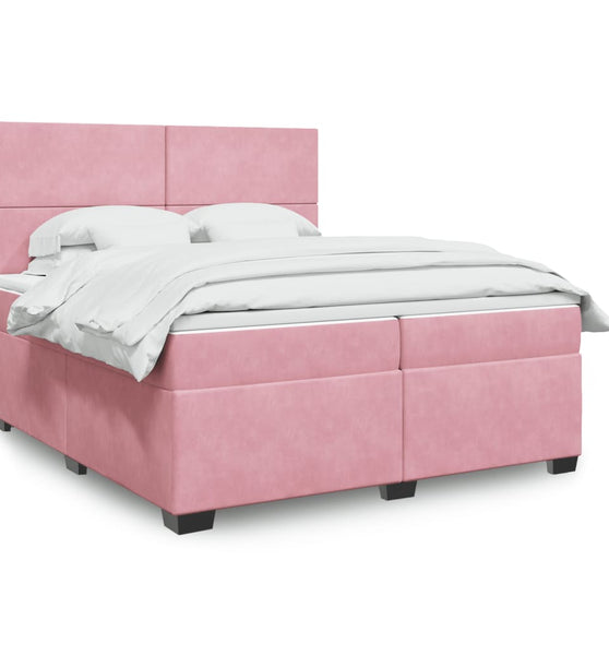 Boxspringbett mit Matratze Rosa 200x200 cm Samt