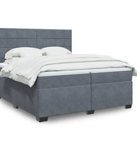 Boxspringbett mit Matratze Dunkelgrau 200x200 cm Samt