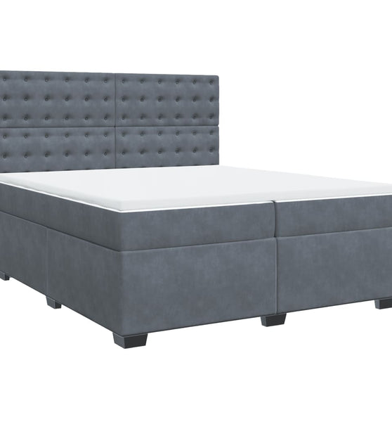 Boxspringbett mit Matratze Dunkelgrau 200x200 cm Samt