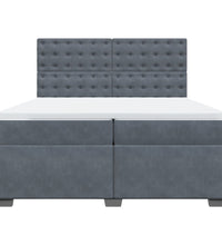 Boxspringbett mit Matratze Dunkelgrau 200x200 cm Samt