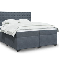 Boxspringbett mit Matratze Dunkelgrau 200x200 cm Samt