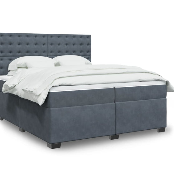 Boxspringbett mit Matratze Dunkelgrau 200x200 cm Samt
