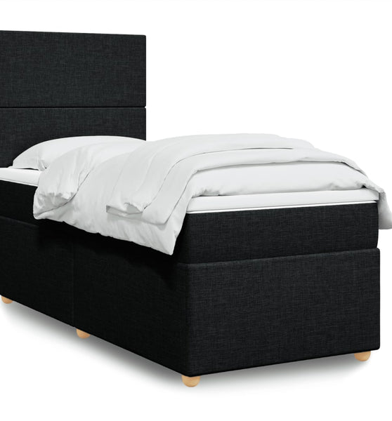 Boxspringbett mit Matratze Schwarz 80x200 cm Stoff