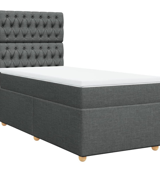 Boxspringbett mit Matratze Dunkelgrau 80x200 cm Stoff