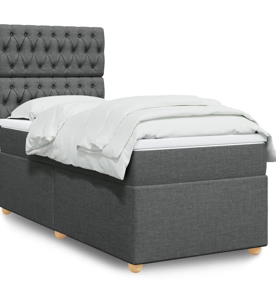 Boxspringbett mit Matratze Dunkelgrau 80x200 cm Stoff