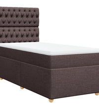 Boxspringbett mit Matratze Dunkelbraun 90x190 cm Stoff