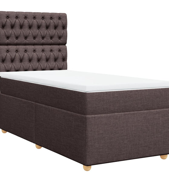 Boxspringbett mit Matratze Dunkelbraun 90x190 cm Stoff