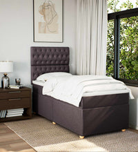 Boxspringbett mit Matratze Dunkelbraun 90x190 cm Stoff