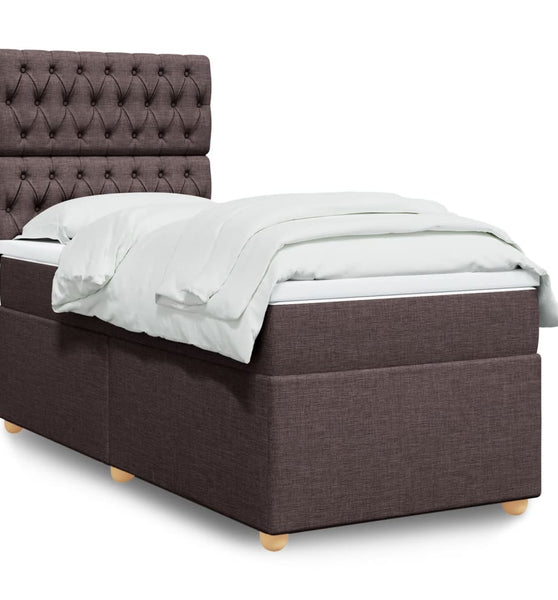 Boxspringbett mit Matratze Dunkelbraun 90x190 cm Stoff