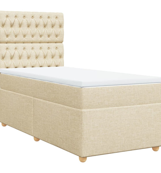 Boxspringbett mit Matratze Creme 90x190 cm Stoff