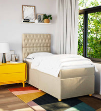 Boxspringbett mit Matratze Creme 90x190 cm Stoff