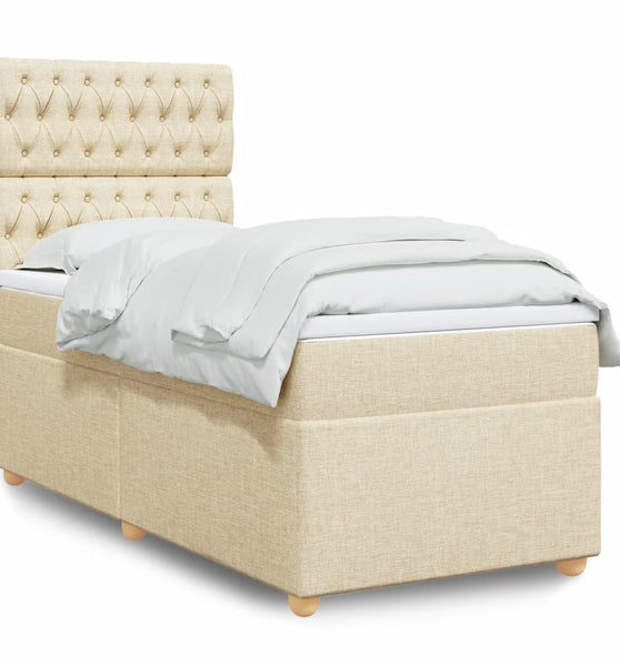 Boxspringbett mit Matratze Creme 90x190 cm Stoff