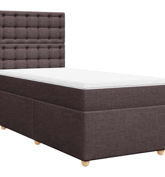 Boxspringbett mit Matratze Dunkelbraun 90x190 cm Stoff