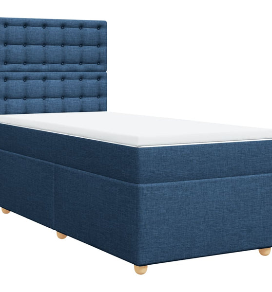 Boxspringbett mit Matratze Blau 90x190 cm Stoff