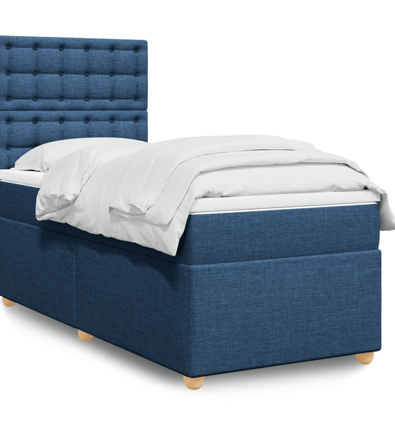 Boxspringbett mit Matratze Blau 90x190 cm Stoff