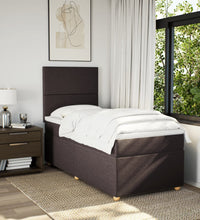 Boxspringbett mit Matratze Dunkelbraun 90x200 cm Stoff