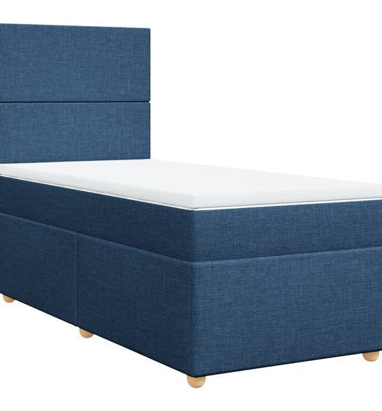 Boxspringbett mit Matratze Blau 90x200 cm Stoff