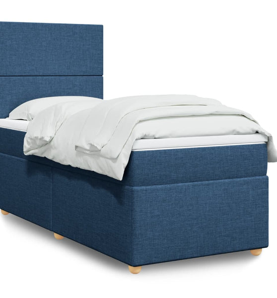 Boxspringbett mit Matratze Blau 90x200 cm Stoff