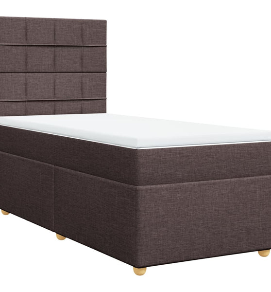 Boxspringbett mit Matratze Dunkelbraun 90x200 cm Stoff