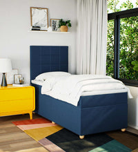Boxspringbett mit Matratze Blau 90x200 cm Stoff
