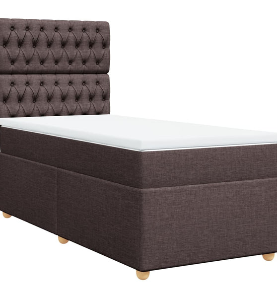 Boxspringbett mit Matratze Dunkelbraun 90x200 cm Stoff