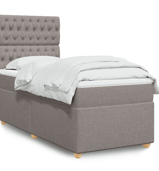Boxspringbett mit Matratze Taupe 90x200 cm Stoff