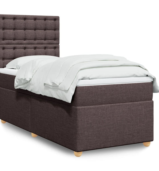 Boxspringbett mit Matratze Dunkelbraun 90x200 cm Stoff