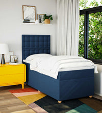 Boxspringbett mit Matratze Blau 90x200 cm Stoff