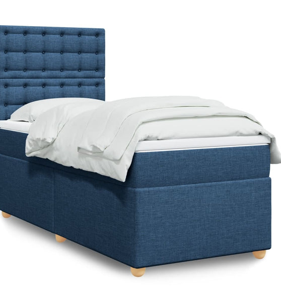 Boxspringbett mit Matratze Blau 90x200 cm Stoff