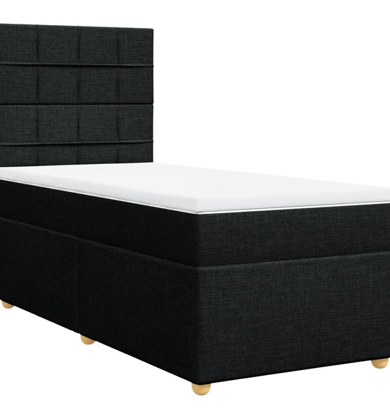 Boxspringbett mit Matratze Schwarz 100x200 cm Stoff