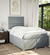 Boxspringbett mit Matratze Hellgrau 120x190 cm Stoff
